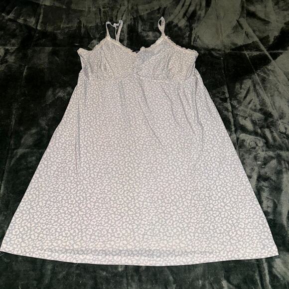 Rene Rofe Slip Dress Women XL Beige Gray Leopard Print Spaghetti Strap Sleepwear - Picture 8 of 8